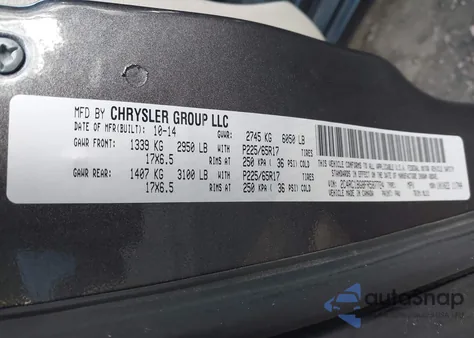 2015 Chrysler Town & Country Touring из США, поврежденный, VIN 2C4RC1BG8FR587724